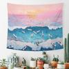Pink Beach Coastal Wall Tapestry Hanging for Beachy House, Surf Ocean Sea Tapestries, Preppy Summer Girly Room Wall Decor Banner