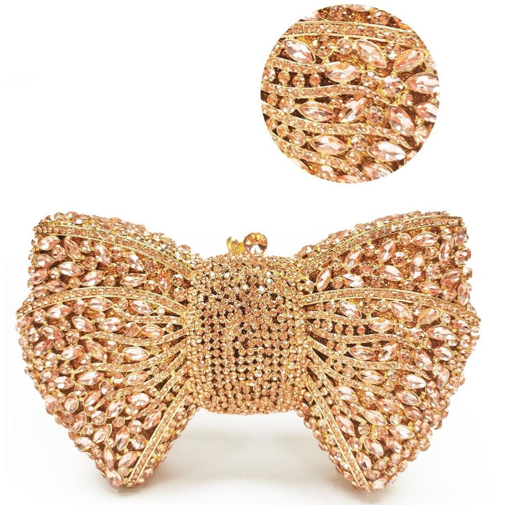 Luxury Rhinestone Bow Crystal Clutch Evening Bag