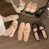Französischer Ballettstil Mesh bestickt Einzelne Schuhe Damen 2025 Frühling und Sommer neue Modelle mit Röcken, Schleifen, flache Mary Jane Schuhe