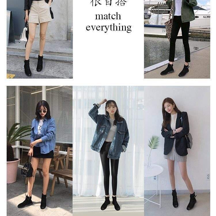 Korean version of Martin boots women's British retro short boots 2025 autumn and winter velvet flat-bottomed student recreational locomotive boots ver