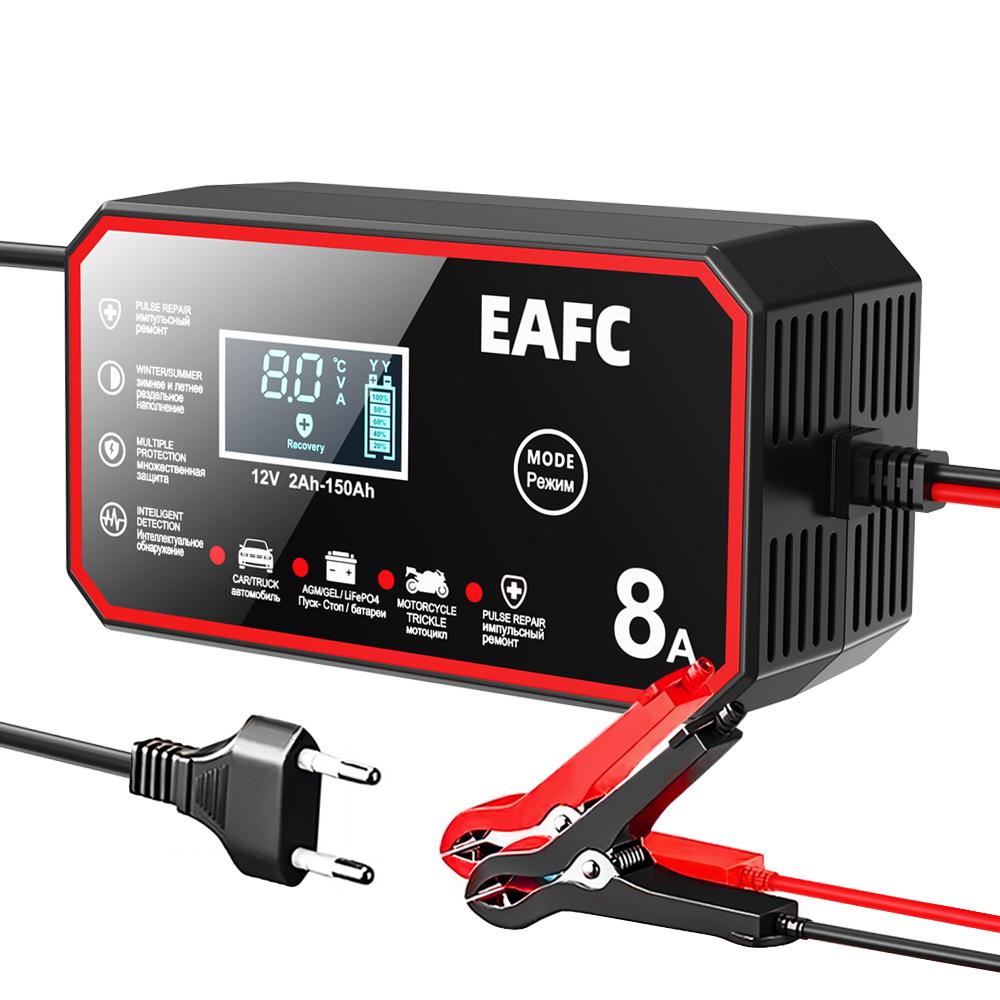 12V 8A Smart Battery Charger LCD Automatic Pulse Repair Charge for Car Motorcycle Battery Charger Lead-Acid Battery