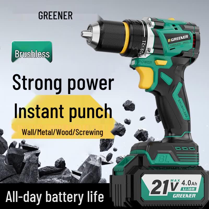 GREENER 21V Brushless Cordless Impact Drill CN plug (adapter included)
