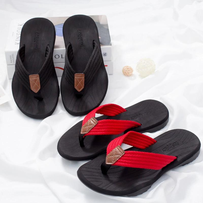 Summer Casual Trend Men's Rubber Thick-soled Herringbone Beach Slippers