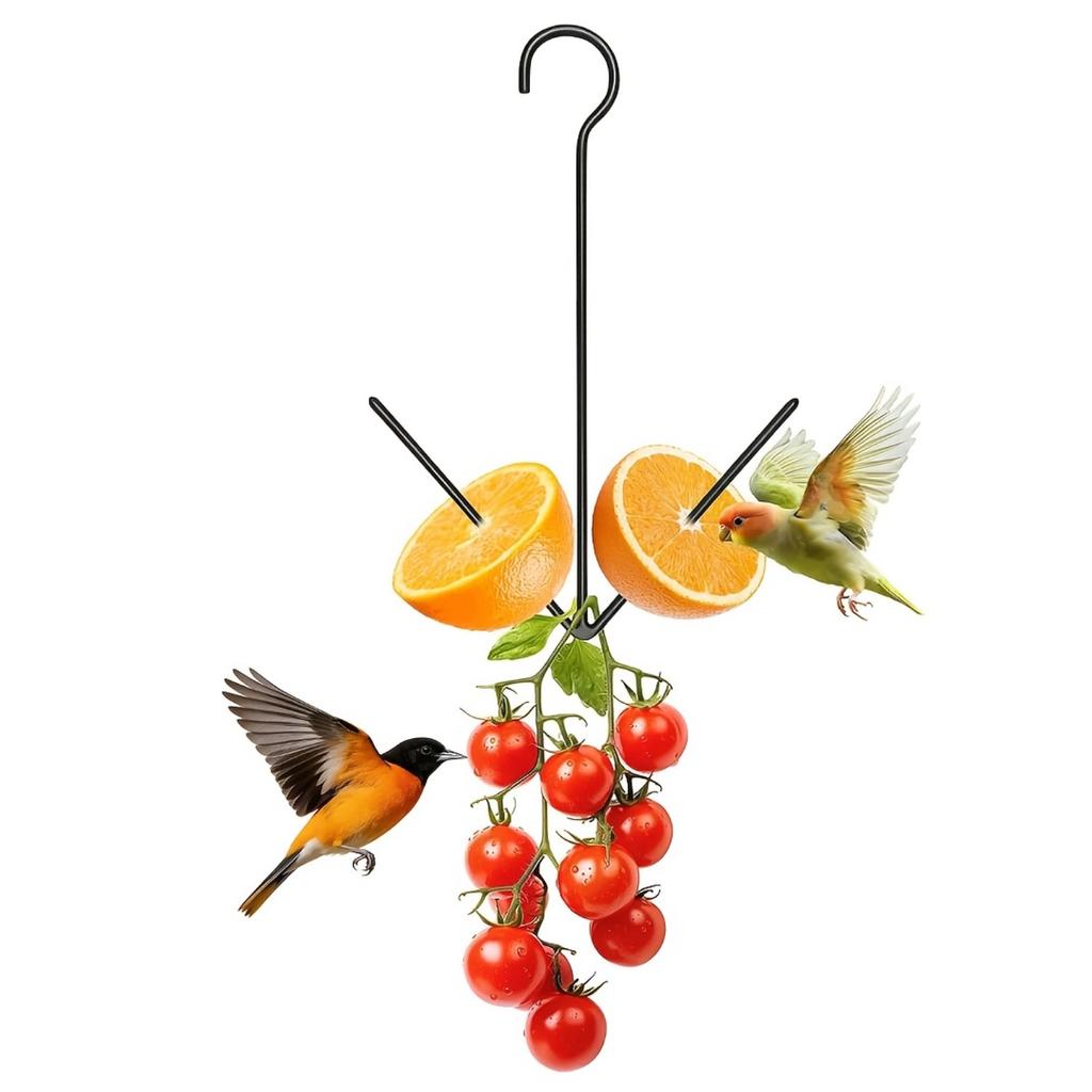 Oriole & Hummingbird Hanging Orange Fruit Feeder Black Iron Outdoor Garden Yard Bird Feeder