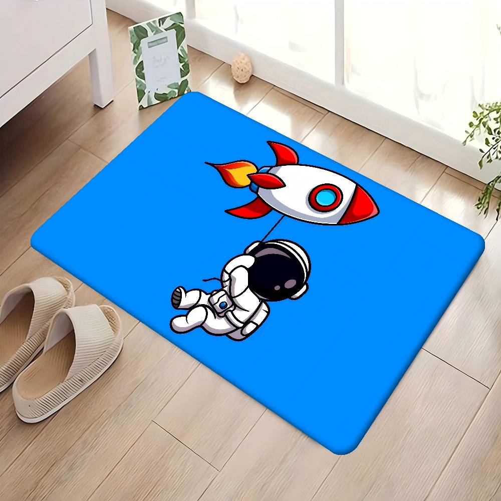 Cartoon Rocket Astronaut Bathroom Mat Anti-slip Absorb Water Long Strip Cushion Bedroon Mat Welcome Doormat