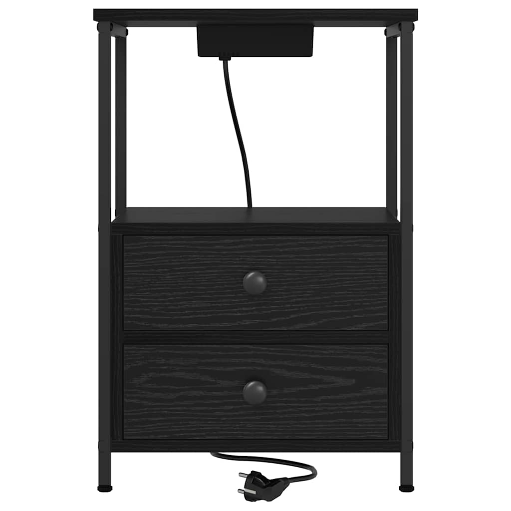 Nightstand Set of 2 Black Oak Effect 40 X 31 X 60 Cm