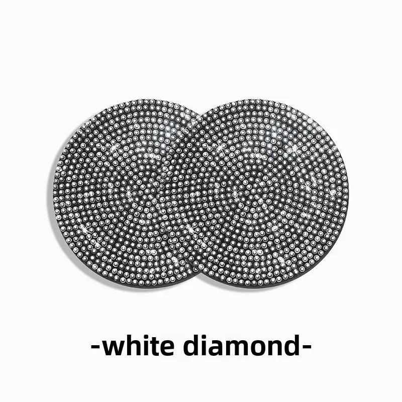 2Pcs Diamond Car Coaster Water Cup Slot Non-Slip Mat Bling Gadget Silica Pad Cup Holder Mat Auto Interior Decoration Accessories