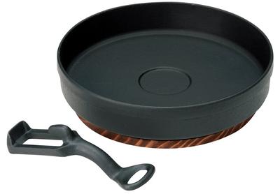 Ikenaga Iron Works Gyoza Iron Pot 15cm for Gas Stove Handle and Wooden Stand Made In AGY5501 Only, Included, Japan,