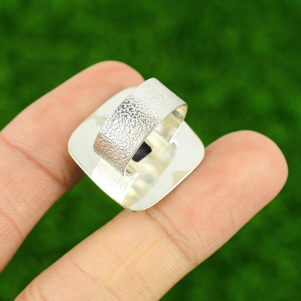 Lepidolite Gemstone 925 Sterling Silver Bezel New Statement Sister Ring US 6.5