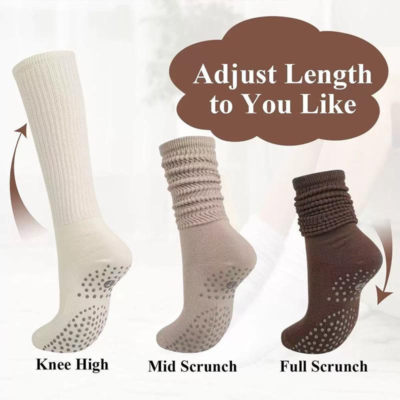 Long Tube Pilates Yoga Socks, Solid-color Cotton Yarn Long Socks, Anti-slip Fitness Pilates Women's Calf Socks, Sports Socks