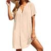 Abito camicia casual estivo con scollo a V da donna, abiti da spiaggia