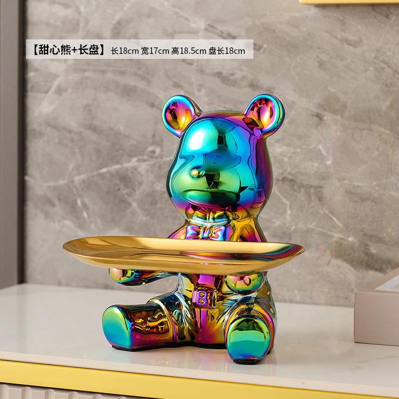 Bär mit Gewehr Schlüsselaufbewahrungsschale Türschuhschrank Eingang Dekoration Sparschwein Keramik Wohnzimmer Leichter Luxus Dekoration