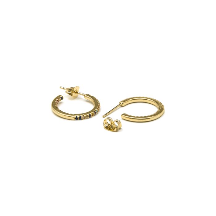 Boucles d'oreilles Luxenter avec zircon multicolore finition or 18k - Kumo