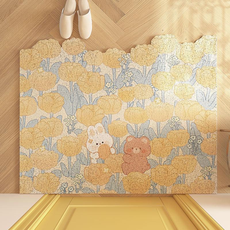 

Cute Garden Welcome Entrance Doormat Anti-slip Croppable PVC Floor Mats Porch Hallway Entryway Home Decor Dust Removal Carpet 40x60cm жовтий