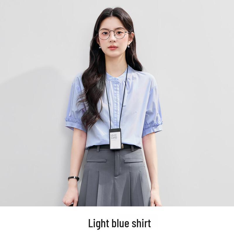 HANMANKE Women s Short-Sleeve Commuter Blouse M