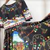 Marka Fashioni Letnia Vintage Sukienka Midi Damska Krótki Rękaw Okrągły Dekolt Empire Kwiatowy Wzór Długa Sukienka na Plażę Imprezę Wieczorową