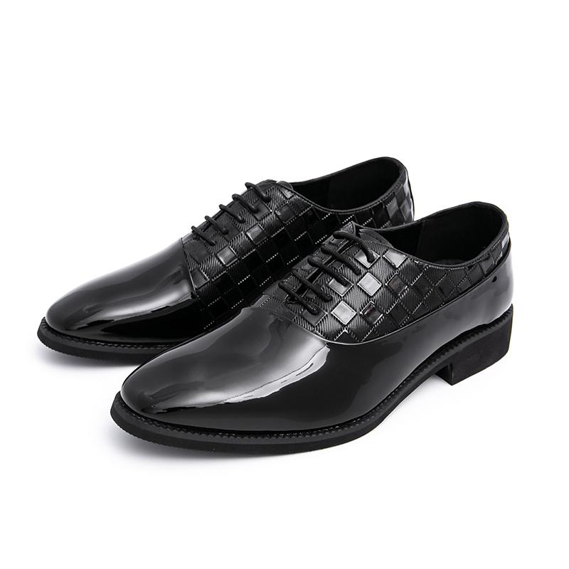 Fashion High Grade Patent Leather Shoes Formal Office Oxfords Elegant Wedding Footwear Business Lace Up Platform Comfortable Men Shoes