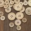 50Pcs Wooden Buttons Natural Color Round 4-Holes Sewing Scrapbooking