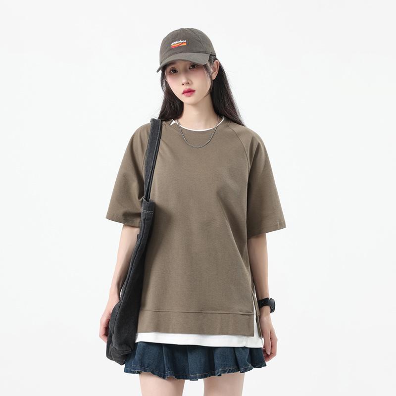 

Kunhai Pengyun Men s Summer Short-Sleeve Oversized Fake Two-Piece T-Shirt - Trendy Solid Color Top for Couples M