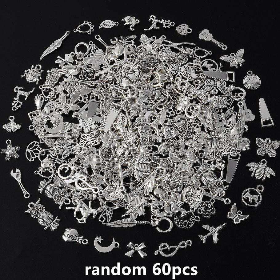 KC Gold Color Random Mix Cute Metal Charm Heart Moon Flower Pendants For Jewelry Making Supplies Handmade Bracelets Charms Bulk