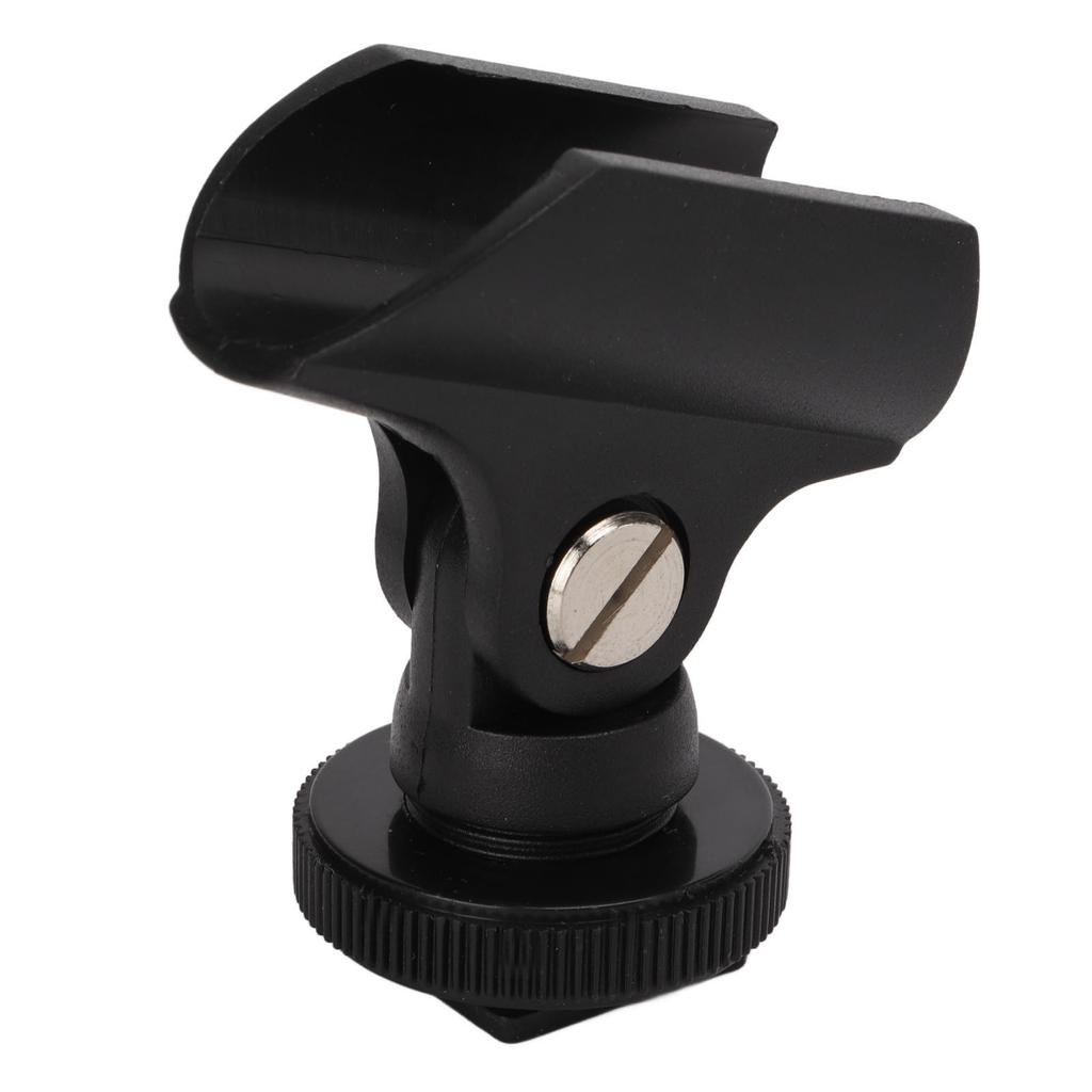 1.95cm Microphone Clip Holder Plastic Mic Clip Stand with Hot Shoe and 1 4 Inch Screw Hole for DSLR Camera