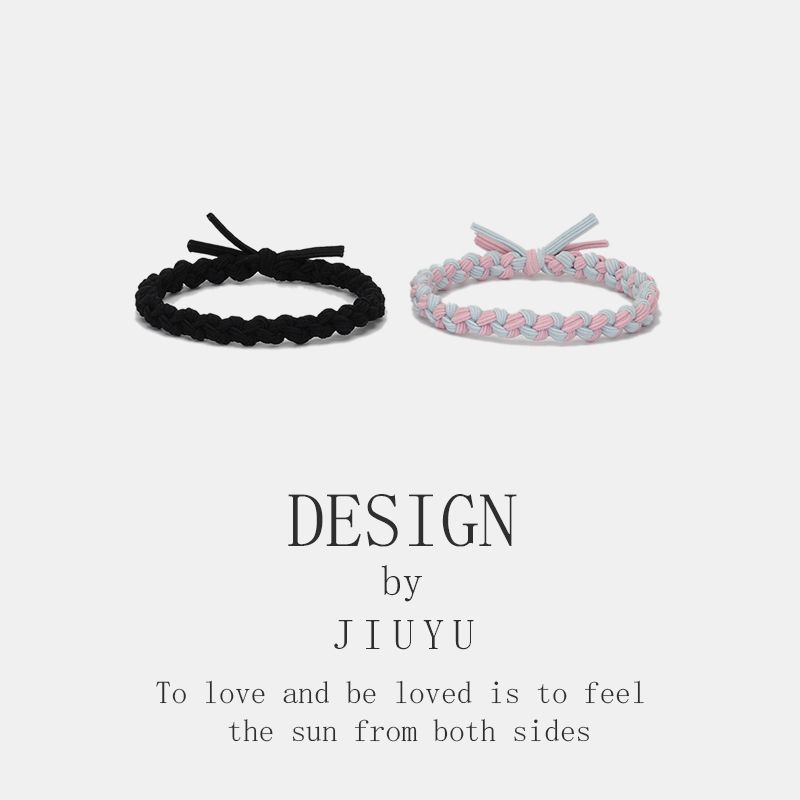 Boyfriend Exclusive Small Rubber Band Handmade Woven Hand Strap Couple Leather Case Hair Band for Girlfriends Headband Bracelet Dual-Use