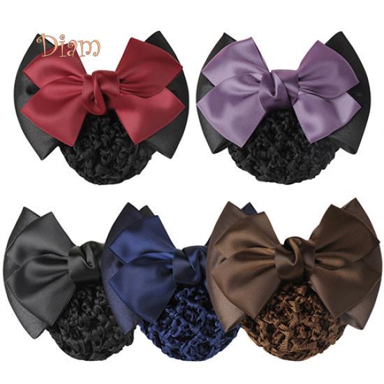 Tenfyer Women Pro Bow Barrette Hair Clip Cover Bowknot Bun Snood Hairnet Hair Accessory