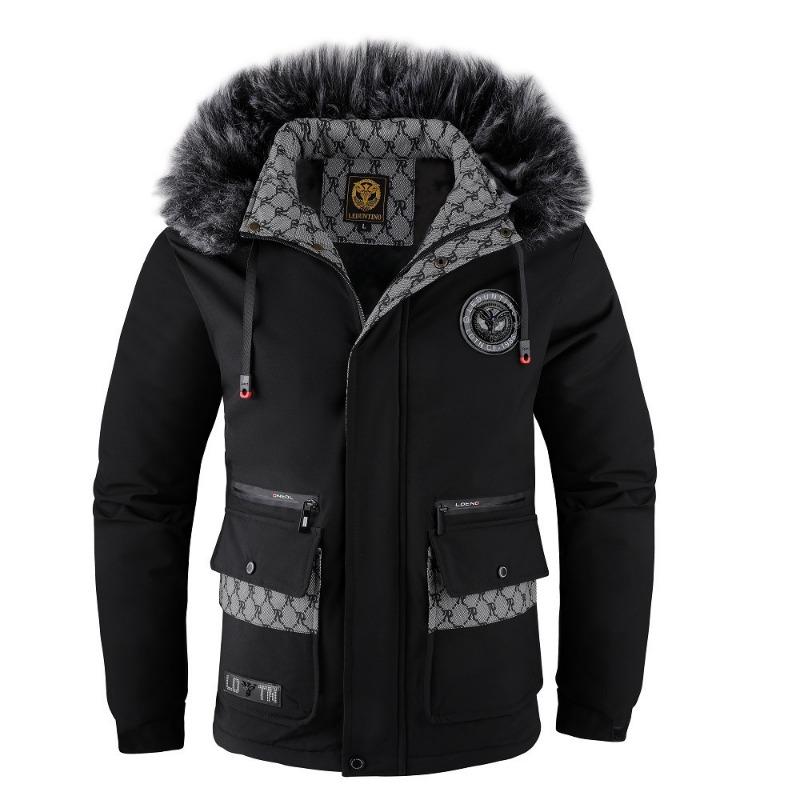 

Autumn and winter men s fur collar plush thickened cotton-padded jacket cotton-padded casual fashion trendy jacket 5XL
