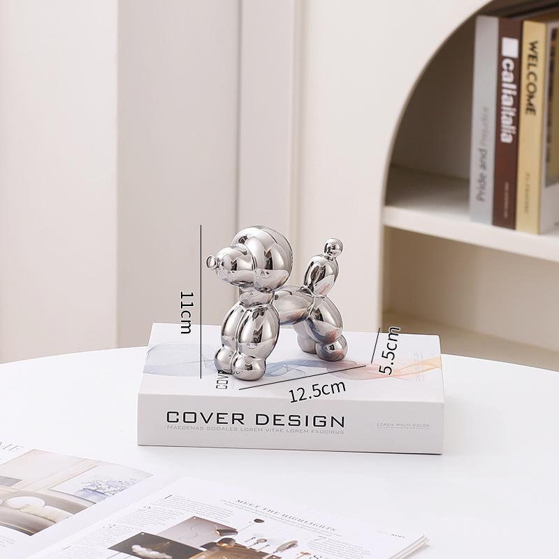 

Миниатюрная керамическая пудель, абстрактная фигурка, креативная скульптура, статуэтка для кабинета, аксессуары для дома и офиса, фестивальное украшение, 12,5 см 12.5cmX5.5cmX11cm серебряный