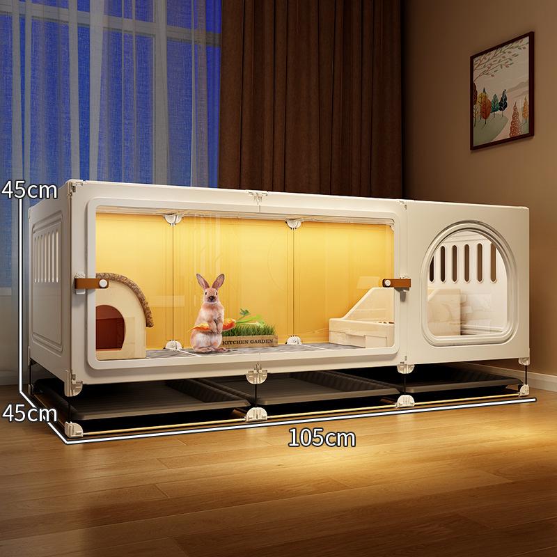 Großer Kaninchenkäfig mit integrierter Toilette für Zuhause - Geeignet für Meerschweinchen und Zierhaustiere