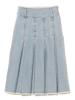 Ray Beams Women's Denim Tucked Midi Skirt, Blue 1