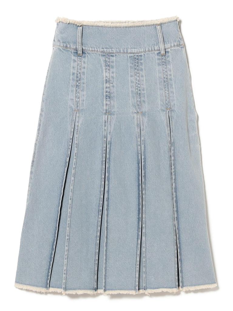 Ray Beams Women's Denim Tucked Midi Skirt, Blue 1