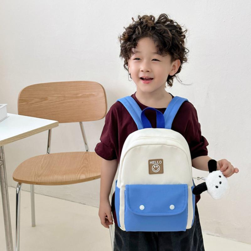 Children's Kindergarten Schoolbag Boys and Girls Children's Fun Solid Color Double Spell Fashion Backpack Large Capacity Burden Reduction Backpack