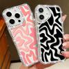 Stripe Pattern Soft TPU Clear Case For iPhone 16e 16 14 15 Pro Plus 13 12 Pro Max 11 Crystal Diamond Silicone Phone Cover Coque