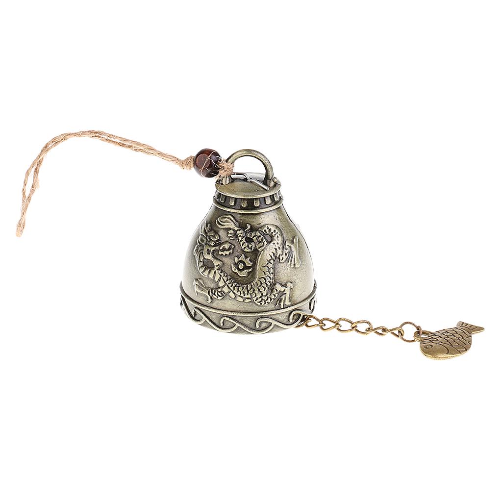 Lucky Feng Shui Bell Buddha Coin for Wealth and Safe & Success - Home Garden Patio Tree Car Interiors Hanging Charm Wind Chime