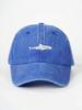 Washed Cotton Baseball Cap With Shark Embroidery, Adjustable Casual Dad Hat For Adults