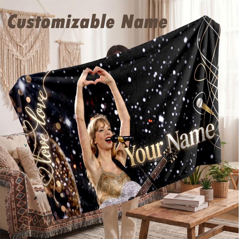 Custom Name Flannel Blanket,Taylor Swift Lightweight Warm Bed Blanket For Couch & Holiday Gift