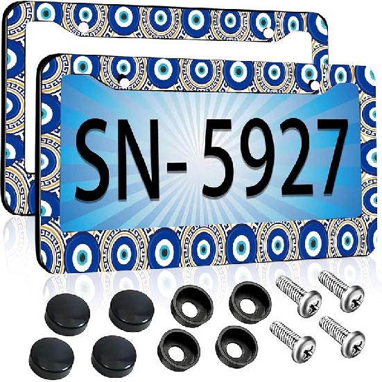 Evil Eyes License Plate Frames Car Universal - Cute License Plate Cover Evil Eyes Car Accessories For Women Car Decor,Car Beautiful License Plate for evil eyes