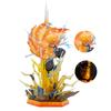 Auf Lager Demon Slayer 35cm Agatsuma Zenitsu Donnerblitz-Hieb Doppelkopf-Schnitzerei Leuchtende Animationsfigur Überraschungsgeschenk