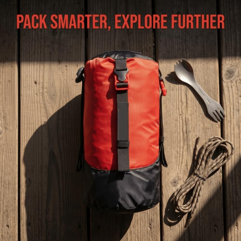 

70D Nylon Compression Stuff Sack Lightweight Space Saving Bag Durable Compression Bag Camping Red 4-6L