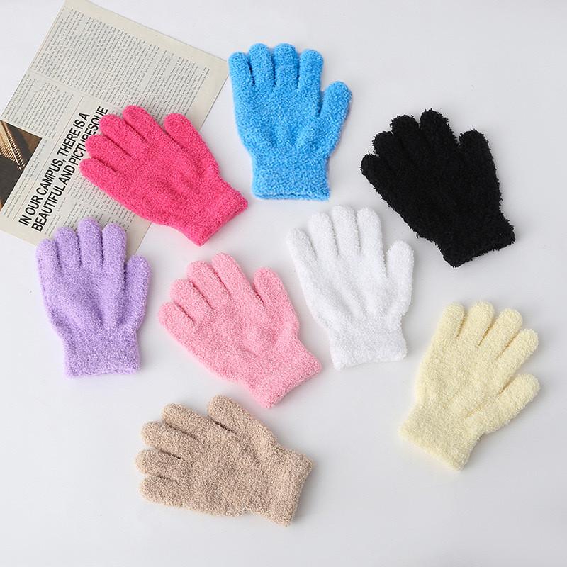 Microfiber Solid Color Adult Children Winter Warm And Windproof Plush Gloves