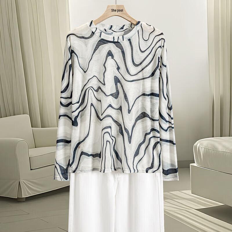 Women s Literary Style Printed Long Sleeve T-Shirt One Size