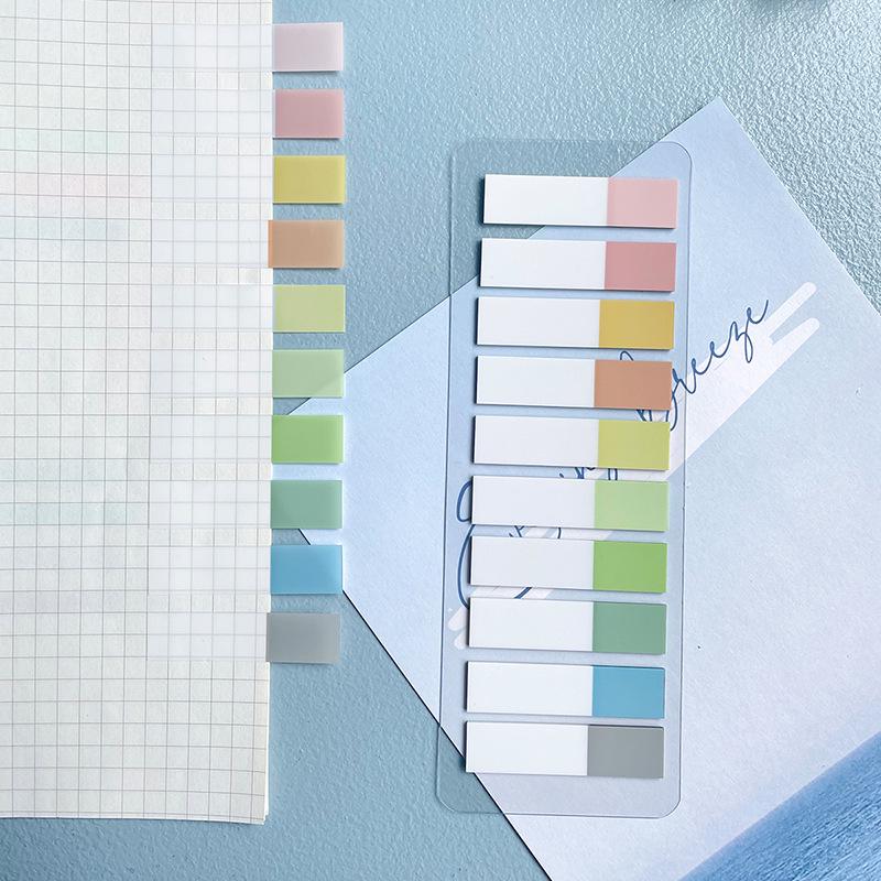 Morandi Translucent PET Index Stickers - Vanilla Autumn Series, Writable Sticky Notes & Markers