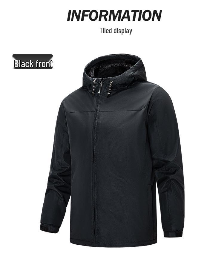 Herren Fleecegefütterte Kapuzen-Windjacke der neuen Saison - Dicke Outdoor-Jugendoberbekleidung.