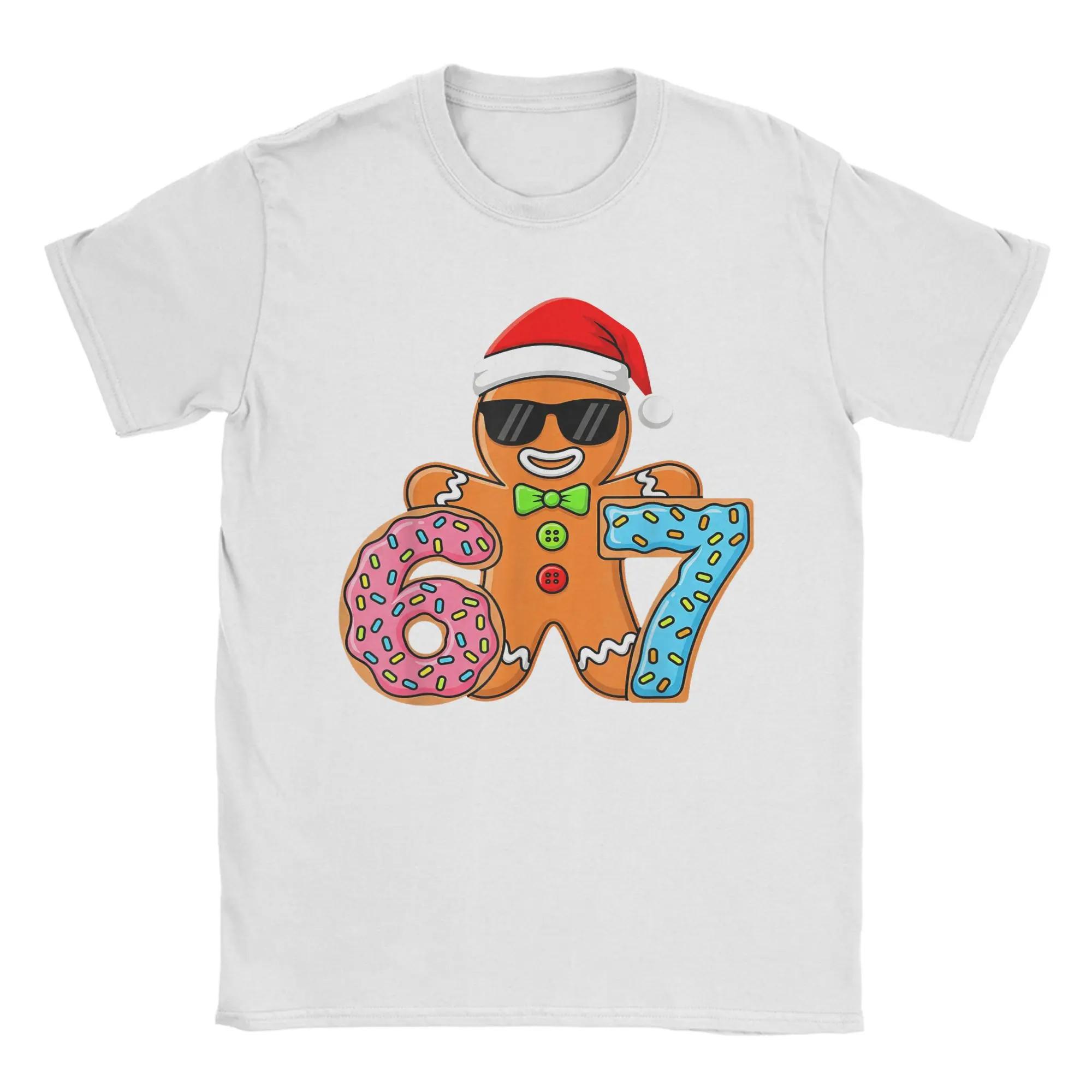 

Womens T-Shirt Funny Gingerbread Six Seven Cream Drip Christmas Tee Shirt Short Sleeve T Shirt O Neck Clothes 4XL