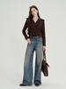 MBB2025 Women's Retro Wide-Leg Non-Elastic Jeans - Mud-Dyed, Loose, Straight-Leg, Long Pants for Autumn/Winter