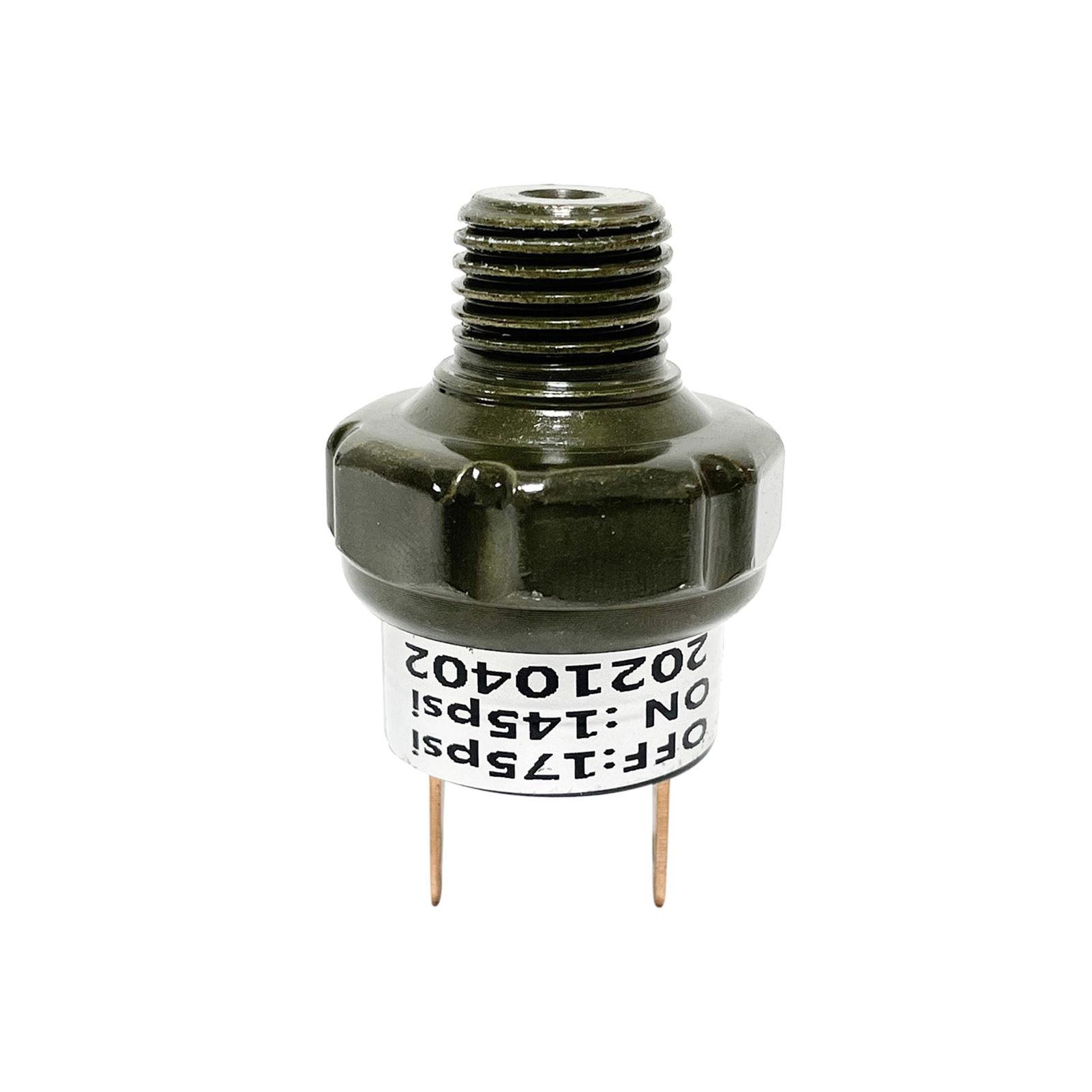 

Тип кріплення реле тиску повітря 1/4 NPT 145-175PSI/1/8 NPT 70-100PSI 12/24V для поїзда/повітря Type1 зелений