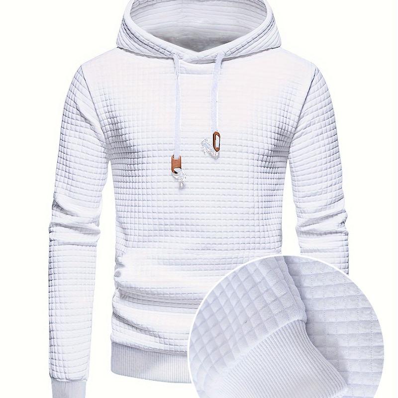 2026 New Men's Hooded Plaid Sweater Youth Casual Sports Jacquard Pullover Jacket Thin Pullover