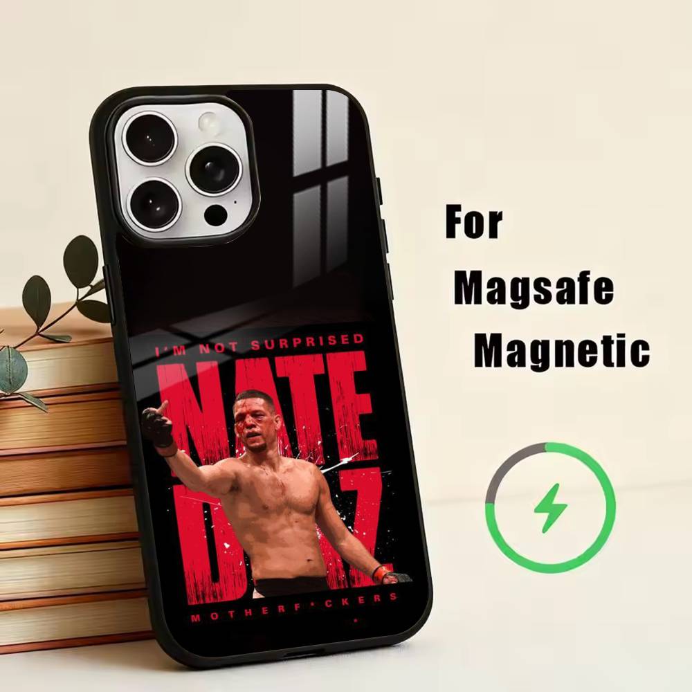 N-Nickname-Nate Diaz Phone Case For iPhone17,16,15,14,13,12,11 Plus,Pro Magnetic For Magsafe Wireless Charging