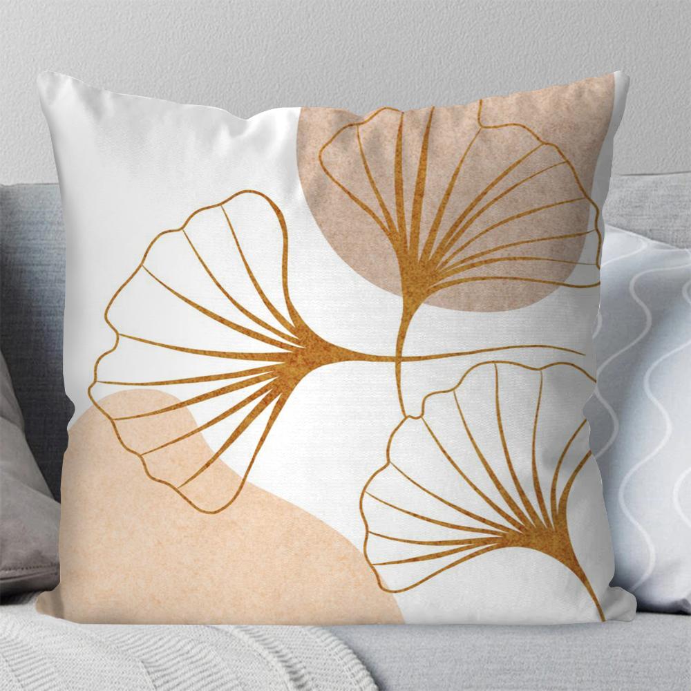 1 Stück Goldblatt Ginkgoblätter Kissenbezug Quadratisches Kissen Schlafzimmer Sofa Freizeit Komfortkissen Auto Wohnzimmer Heimdekoration 40X40